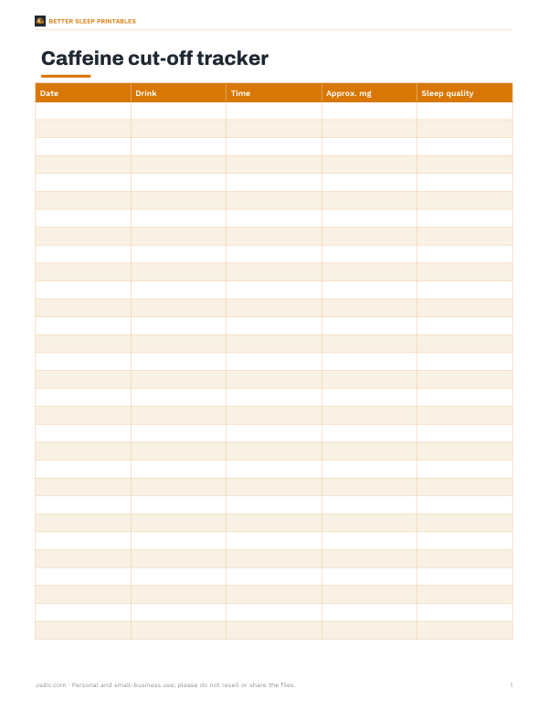 Preview of Printable Caffeine Tracker